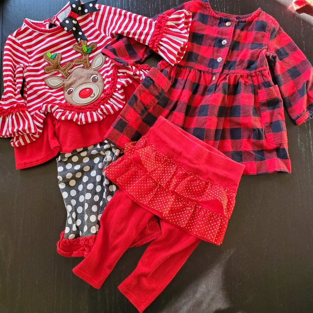 Girls 6 month red Christmas outfit lot